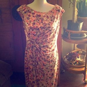 Lovely sleeveless knit wrap look colorful dress